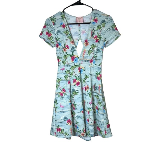 Show Me Your Mumu x Barbie Ibiza Mini Dress Stretch Cutout Babydoll Plunge Sz XS - Picture 6 of 11